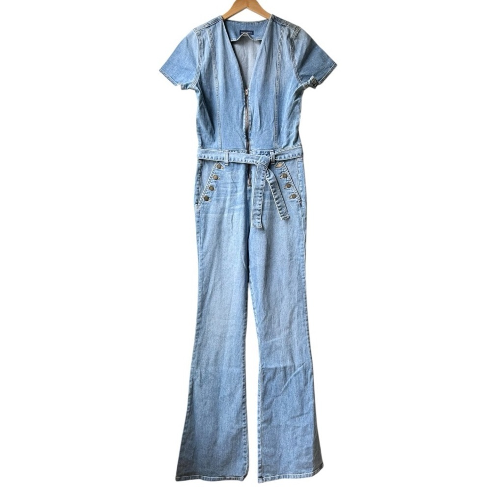 NWT Ramy Brook Helena Zip Front Flared Leg Light
Wash Denim Jumpsuit Sz 30 - Picture 5 of 14